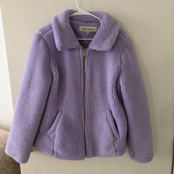 Sebby Collection Jackets & Blazers - Lavender Teddy Zip-Front Jacket by Jelly Collections